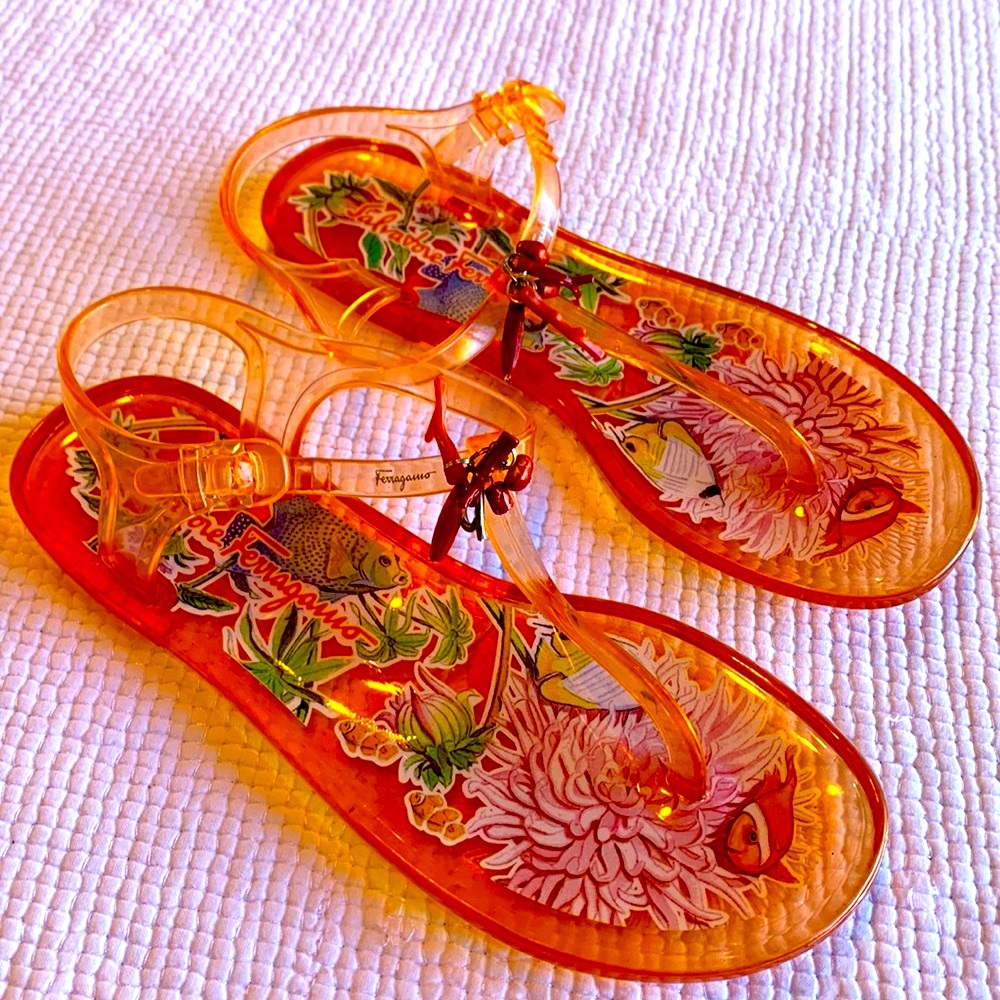 Salvatore Ferragamo Soft Jelly Coral Sandals